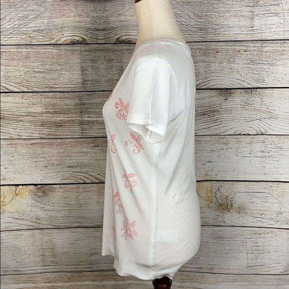 Think Pink White COTTON V-neck T-shirt  Top tee - Picture 3 of 8